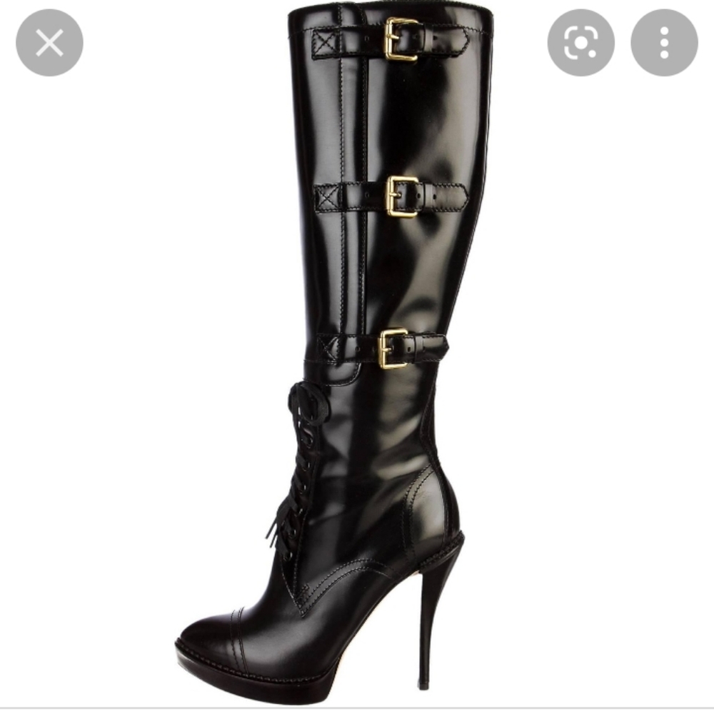 GUCCI riddle badazz KNEE HIGH REAL leather platform knee high boots. WORN 1X